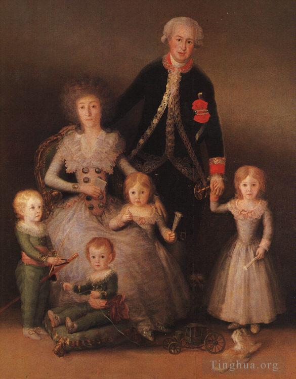 弗朗西斯科·戈雅作品《奥苏纳公爵和公爵夫人及其孩子》