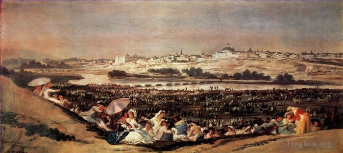 弗朗西斯科·戈雅 的油画作品 -  《圣伊西德罗节日的草地》