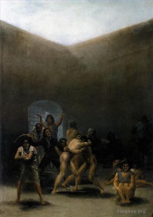 艺术家弗朗西斯科·戈雅作品《疯人院的院子》
