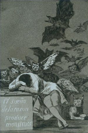 艺术家弗朗西斯科·戈雅作品《理性的沉睡催生了怪物》