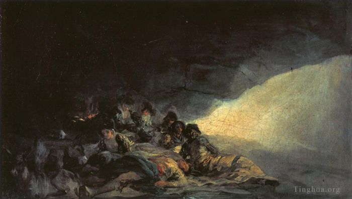 弗朗西斯科·戈雅 的油画作品 -  《流浪汉在山洞里休息》
