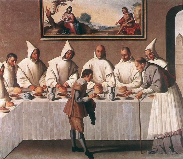 弗朗西斯科·德·苏巴朗 的油画作品 -  《格勒诺布尔的圣雨果在卡尔特会食堂》
