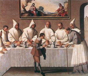 艺术家弗朗西斯科·德·苏巴朗作品《格勒诺布尔的圣雨果在卡尔特会食堂》