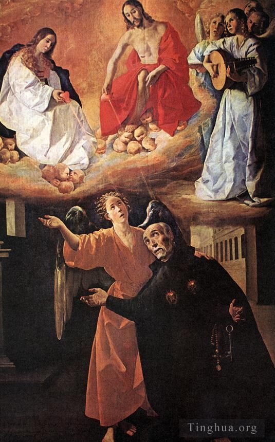 弗朗西斯科·德·苏巴朗 的油画作品 -  《祝福阿隆索·罗德里格斯的愿景》