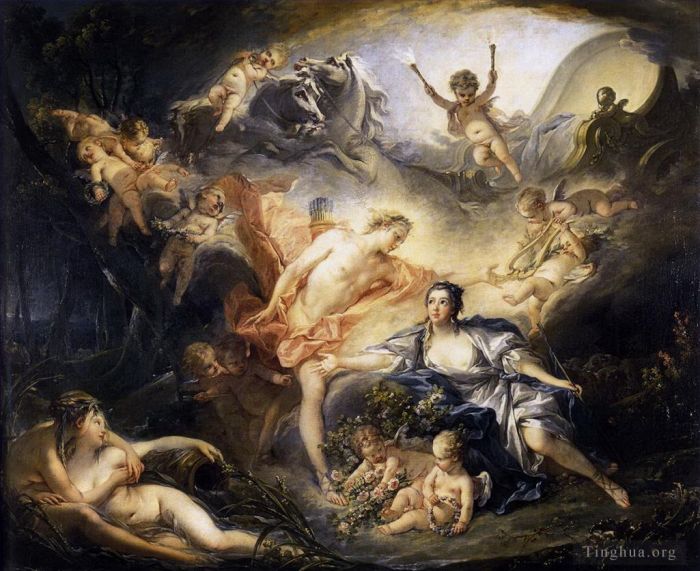 弗朗索瓦·布歇 的油画作品 -  《阿波罗向牧羊女伊瑟揭示他的神性》