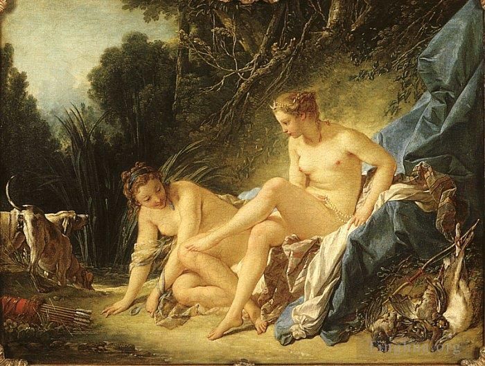 弗朗索瓦·布歇 的油画作品 -  《沐浴后休息的戴安娜》