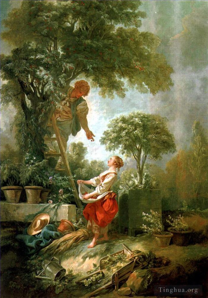 弗朗索瓦·布歇 的油画作品 -  《与,Kirschpfluck,的风景》