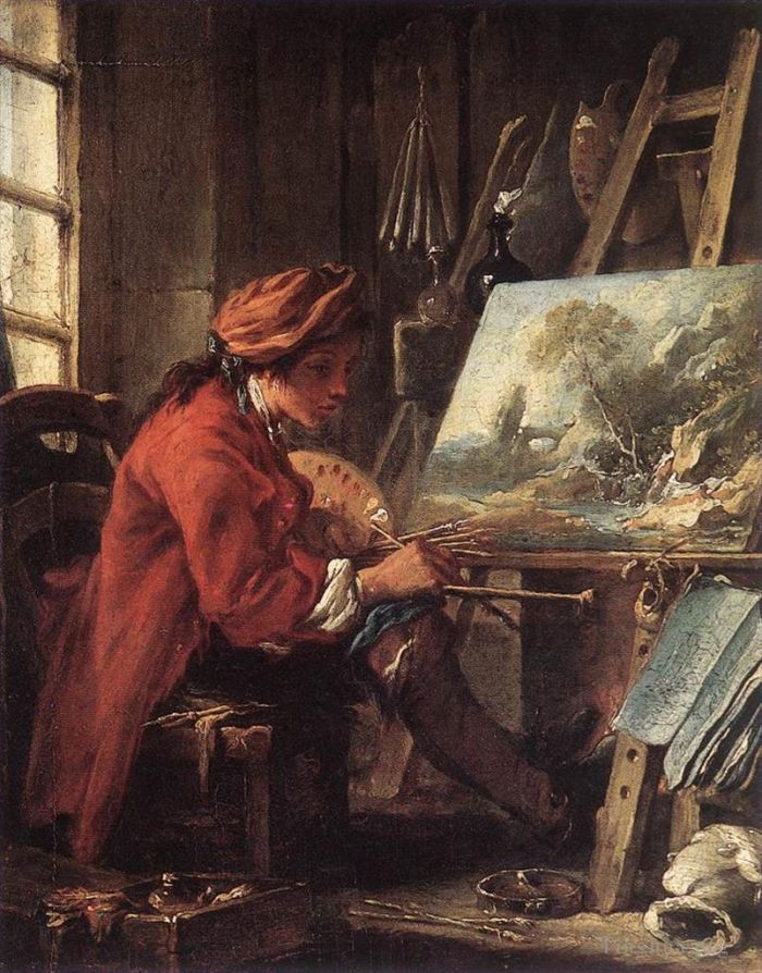 弗朗索瓦·布歇 的油画作品 -  《画家在他的画室里》