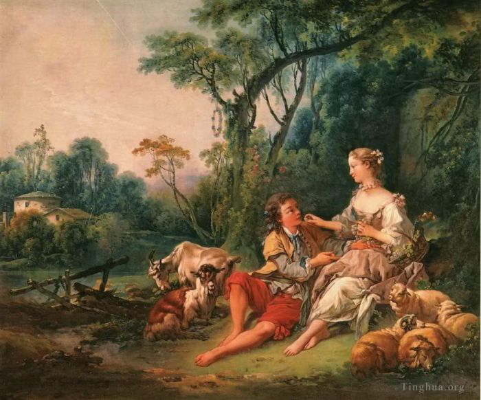弗朗索瓦·布歇 的油画作品 -  《一对热恋中的牧羊人》