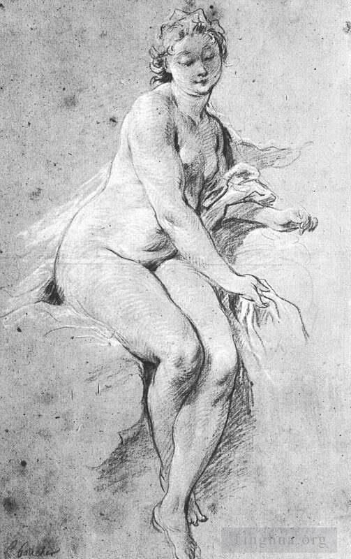 弗朗索瓦·布歇 的各类绘画作品 -  《坐着的裸体》