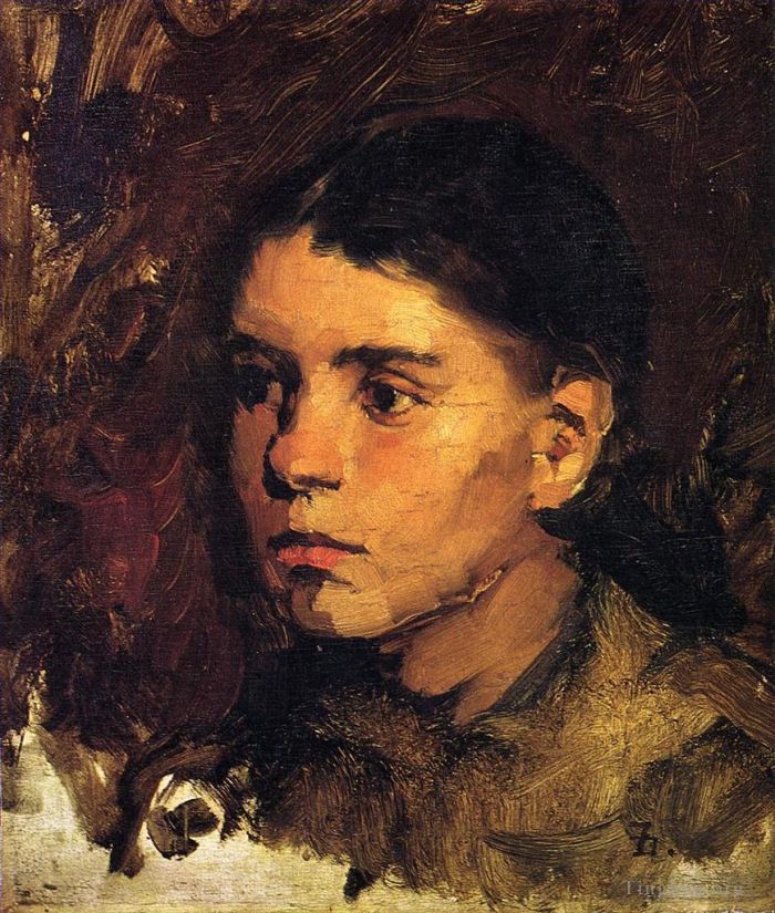 弗兰克·杜韦内克 的油画作品 -  《一个年轻女孩的头》