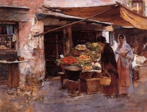 艺术家弗兰克·杜韦内克作品《威尼斯水果市场》