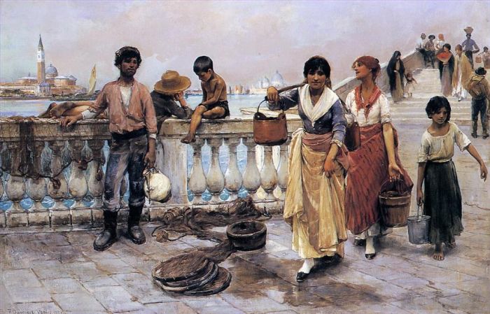 弗兰克·杜韦内克 的油画作品 -  《威尼斯运水者》