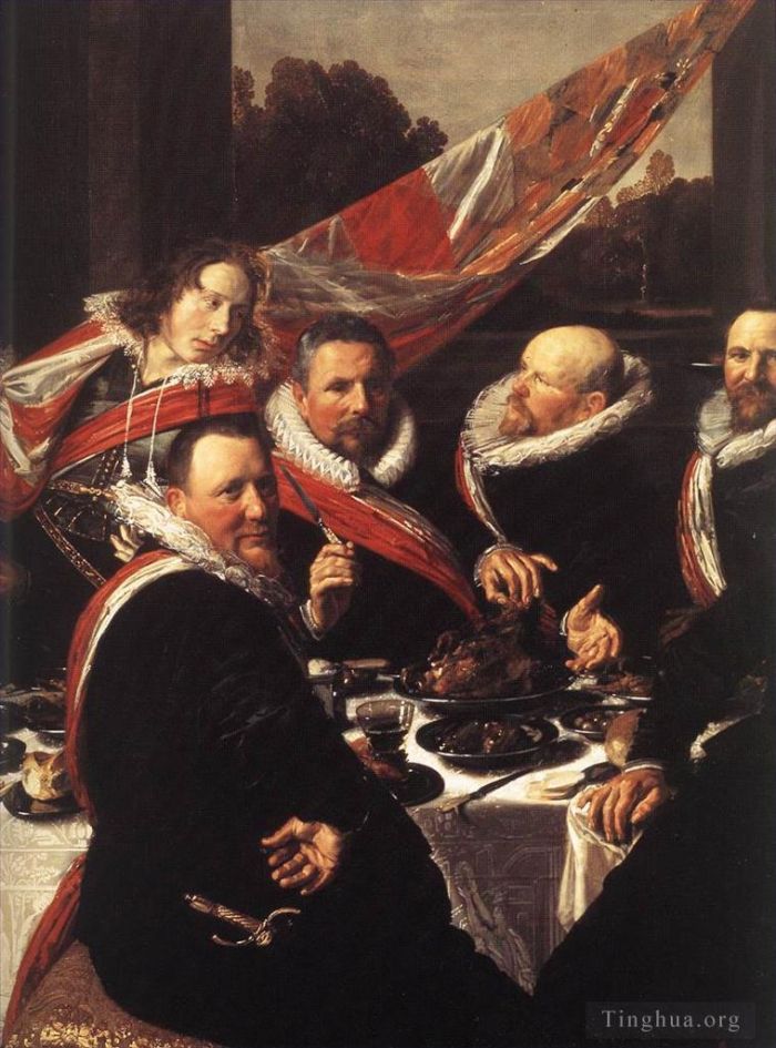 弗兰斯·哈尔斯 的油画作品 -  《圣乔治公民卫队军官宴会细节》