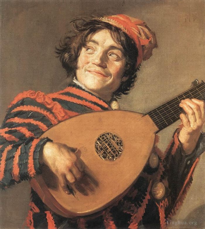 弗兰斯·哈尔斯 的油画作品 -  《弹琵琶的小丑》