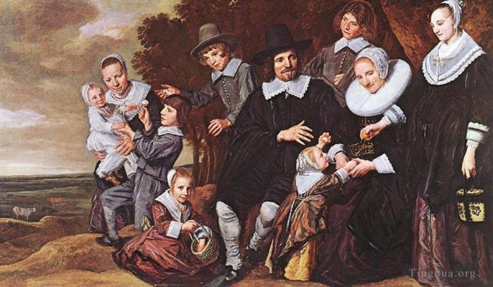 弗兰斯·哈尔斯 的油画作品 -  《风景中的家庭群,1648》