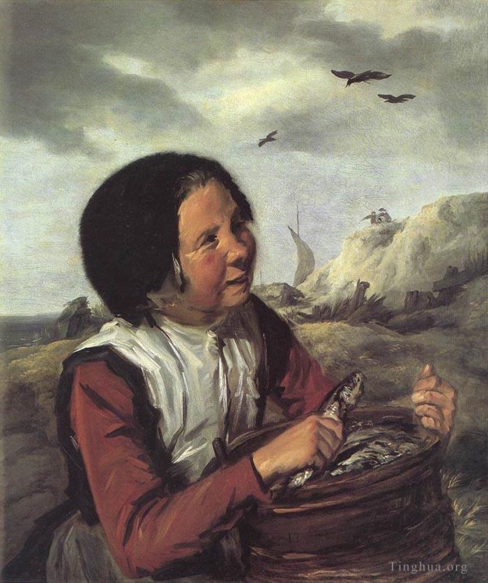 弗兰斯·哈尔斯 的油画作品 -  《渔女》
