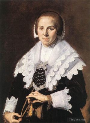 艺术家弗兰斯·哈尔斯作品《拿着扇子的女人的肖像》
