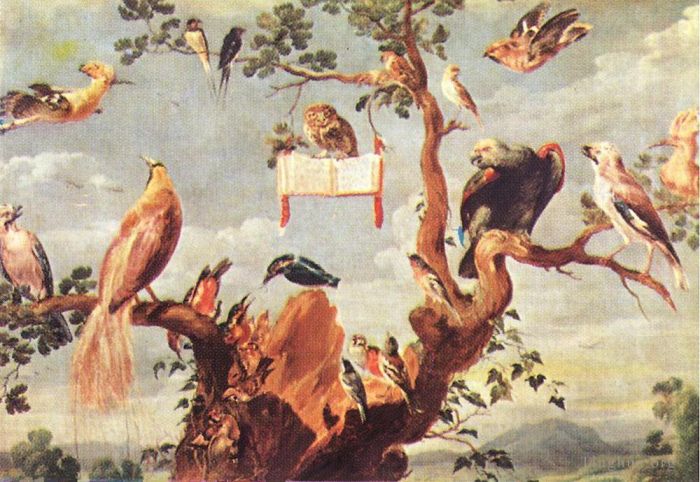 弗兰斯·斯尼德斯 的油画作品 -  《鸟儿的音乐会2》