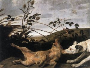 艺术家弗兰斯·斯尼德斯作品《灰狗捕捉一头年轻的野猪》
