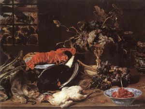 艺术家弗兰斯·斯尼德斯作品《静物与螃蟹和水果》