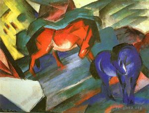 艺术家弗朗茨·马克作品《红马和蓝马》