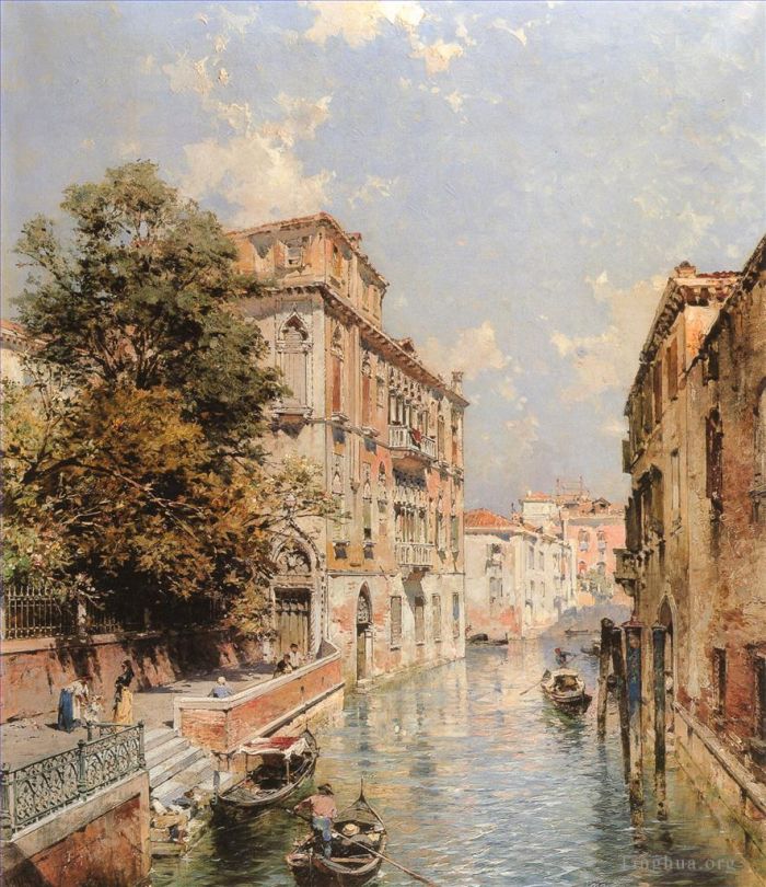 弗朗兹·理查德·盎特博格 的油画作品 -  《威尼斯,Rio,S,Marina,的景色,威尼斯》