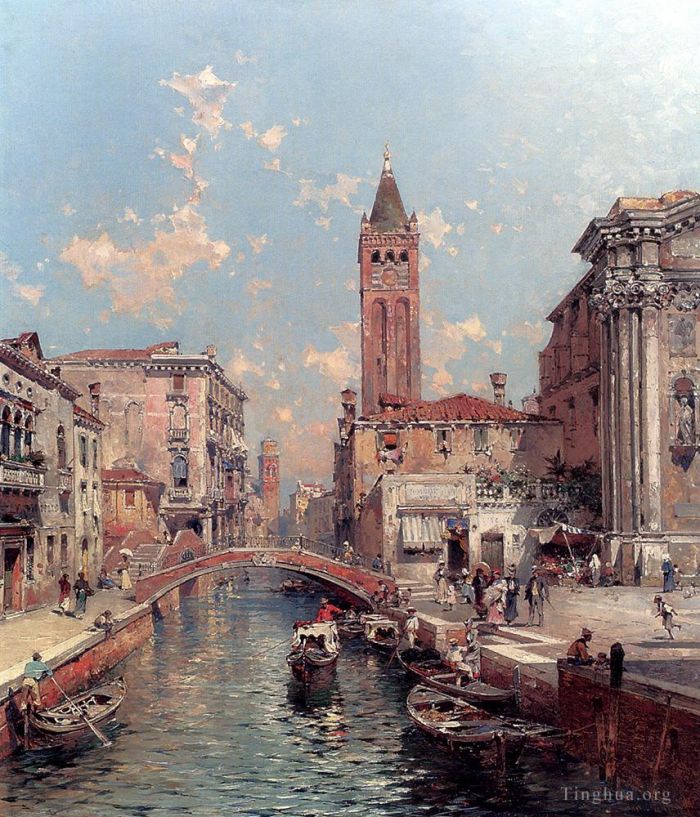 弗朗兹·理查德·盎特博格 的油画作品 -  《里约圣巴纳巴,威尼斯,威尼斯》