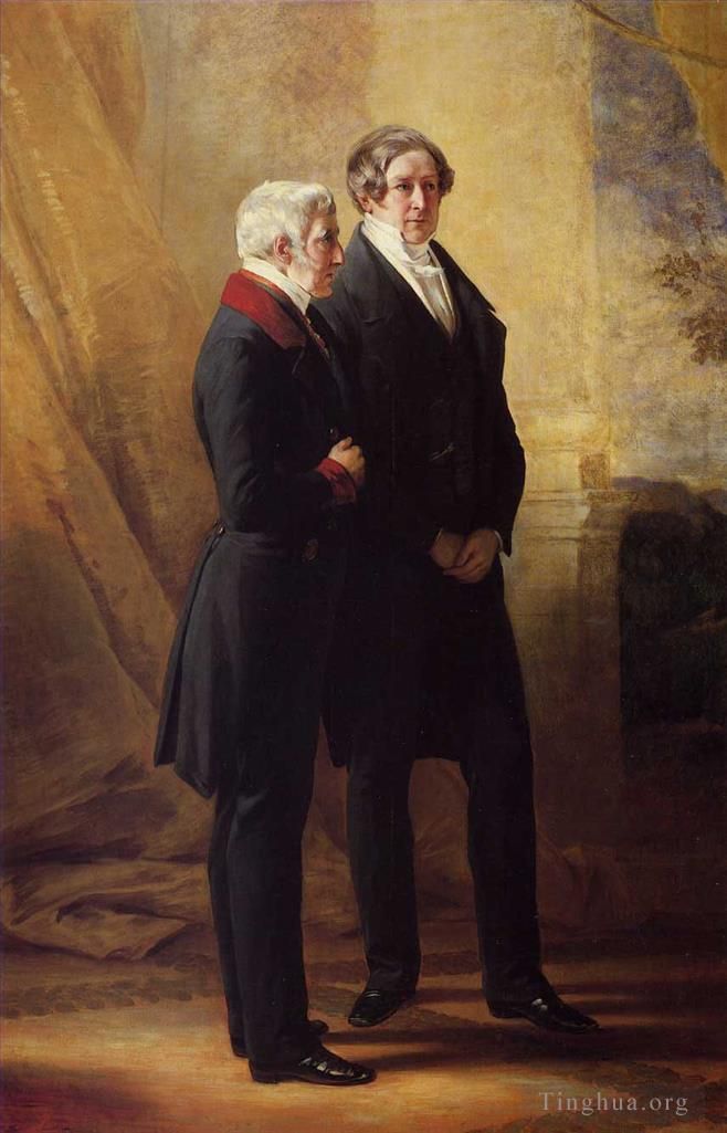 弗朗兹·泽维尔·温特哈尔特 的油画作品 -  《阿瑟·韦尔斯利第一代惠灵顿公爵与罗伯特·皮尔爵士》