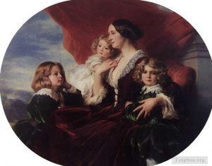 艺术家弗朗兹·泽维尔·温特哈尔特作品《Elzbieta,Branicka,克拉辛卡伯爵夫人和她的孩子们》