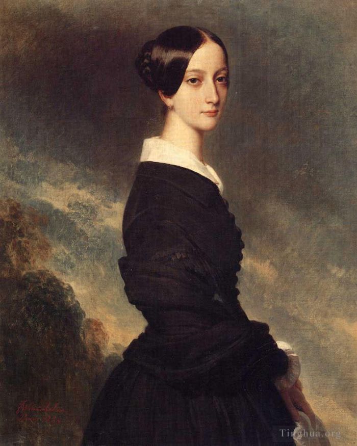 弗朗兹·泽维尔·温特哈尔特 的油画作品 -  《弗朗索瓦丝·卡罗琳·冈萨格,茹安维尔公主,1844》