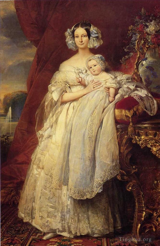 弗朗兹·泽维尔·温特哈尔特 的油画作品 -  《海伦·路易丝·伊丽莎白·德·梅克伦堡·什未林》
