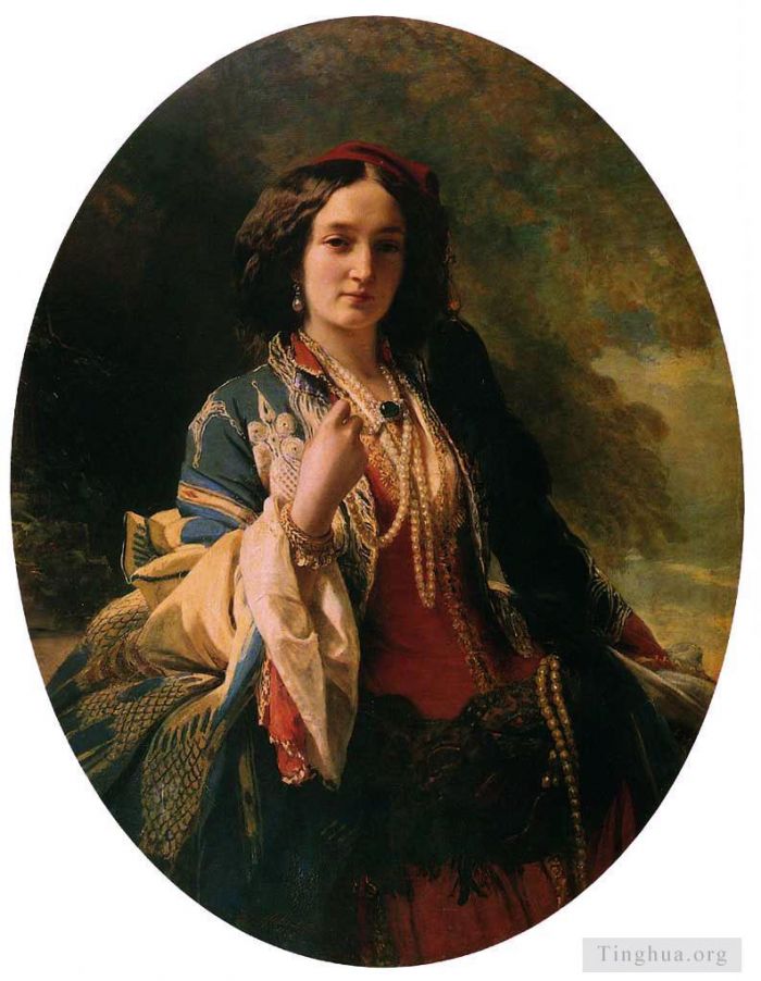 弗朗兹·泽维尔·温特哈尔特 的油画作品 -  《卡塔齐娜·布兰尼卡,波托卡伯爵夫人》