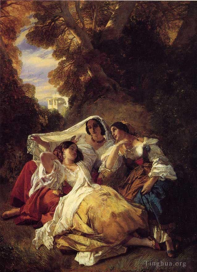 弗朗兹·泽维尔·温特哈尔特 的油画作品 -  《午睡》