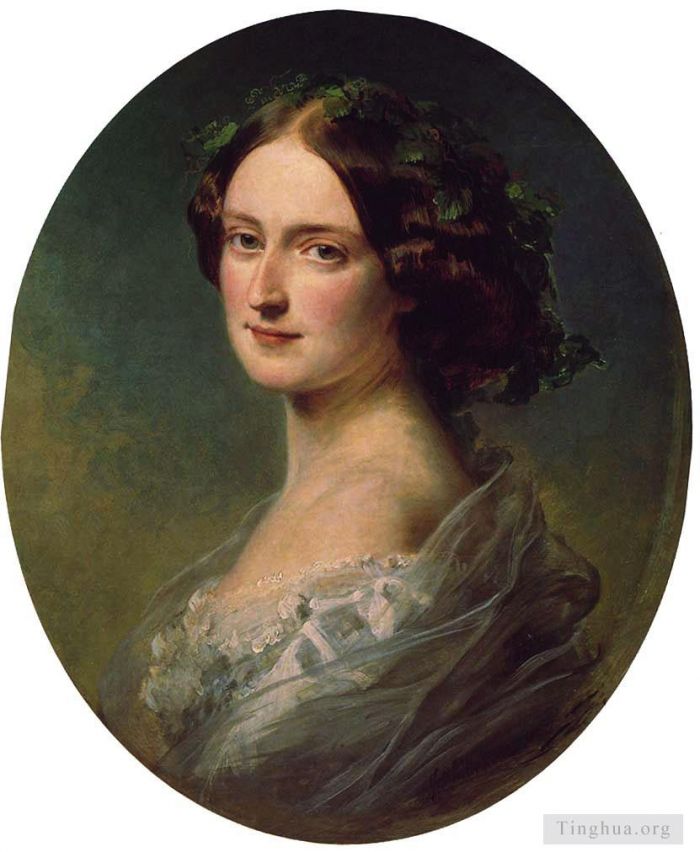 弗朗兹·泽维尔·温特哈尔特 的油画作品 -  《克莱门蒂娜·奥古斯塔·惠灵顿夫人查尔德·维利尔斯》