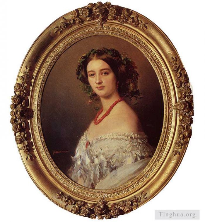 弗朗兹·泽维尔·温特哈尔特 的油画作品 -  《马尔西·路易丝·卡罗琳·弗雷德里克·贝尔蒂埃·德·瓦格拉姆,穆拉特公主》