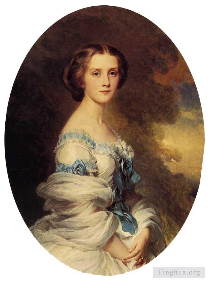 弗朗兹·泽维尔·温特哈尔特 的油画作品 -  《梅兰妮·德·布西埃·埃德蒙·德·普尔塔莱斯伯爵夫人》