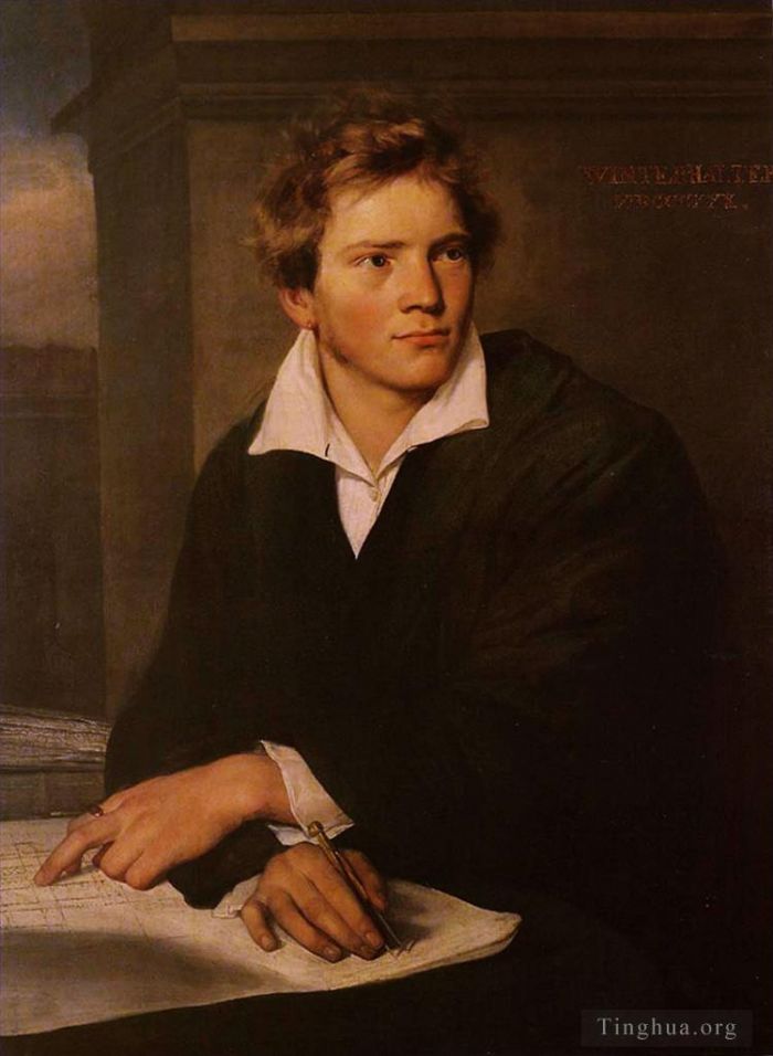 弗朗兹·泽维尔·温特哈尔特 的油画作品 -  《一位年轻建筑师皇室成员的肖像》