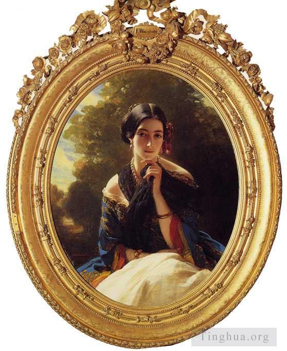 弗朗兹·泽维尔·温特哈尔特 的油画作品 -  《塞恩·维特根斯坦·塞恩的莱昂尼拉公主》