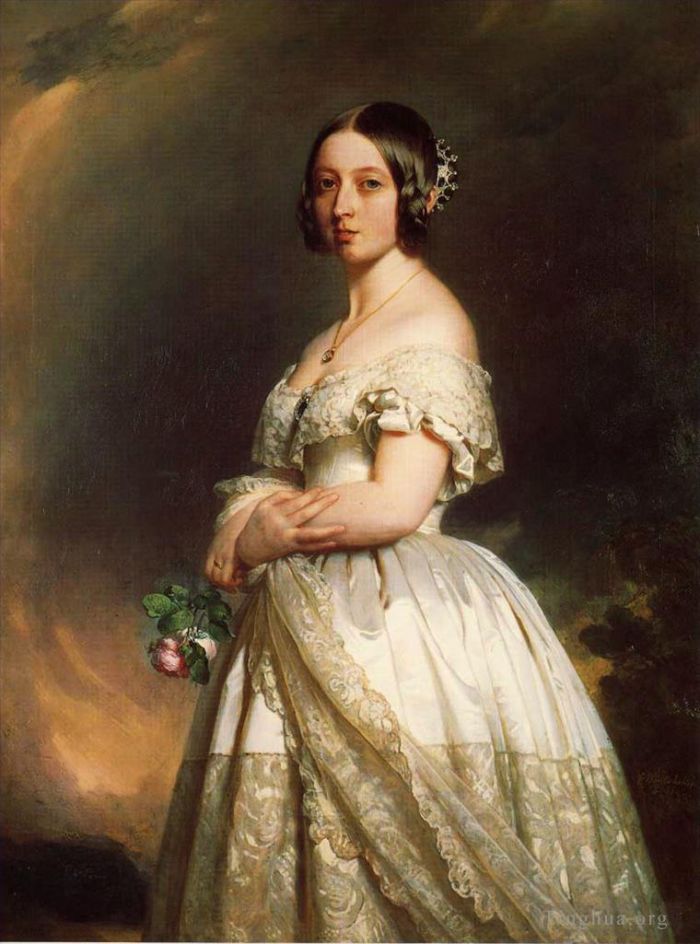弗朗兹·泽维尔·温特哈尔特 的油画作品 -  《维多利亚女王,1842》