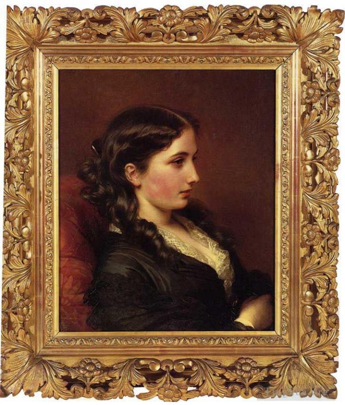 弗朗兹·泽维尔·温特哈尔特 的油画作品 -  《女孩侧面研究》