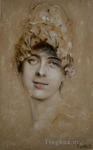艺术家弗朗茨·冯·伦巴赫作品《一个年轻女子的肖像》