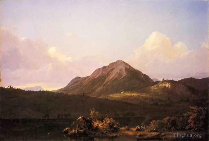 弗雷德里克·爱德温·丘奇 的油画作品 -  《缅因州荒野中的营火》
