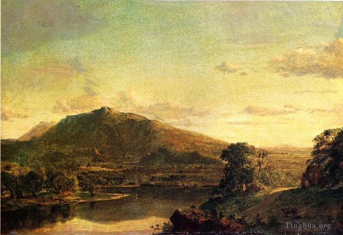 弗雷德里克·爱德温·丘奇 的油画作品 -  《新英格兰风景中的人物》