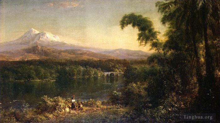 弗雷德里克·爱德温·丘奇 的油画作品 -  《厄瓜多尔风景中的人物》