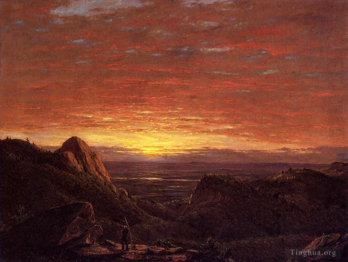 弗雷德里克·爱德温·丘奇 的油画作品 -  《早晨从卡茨基尔山脉向东眺望哈斯登山谷》