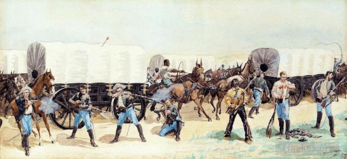 弗雷德里克·雷明顿 的油画作品 -  《攻击补给列车》