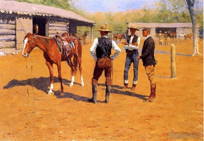 弗雷德里克·雷明顿 的油画作品 -  《在西方购买马球小马》