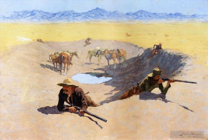 弗雷德里克·雷明顿 的油画作品 -  《争夺水坑》