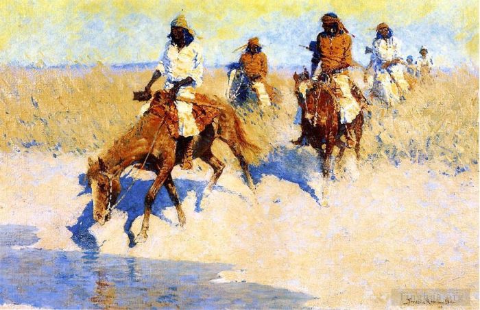 弗雷德里克·雷明顿 的油画作品 -  《沙漠中的泳池》